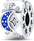 925 Sterling Silver Charms Bead for Bracelets Necklaces, Star Moon Crescent Sun Solar Pendent, Blue Ocean Starfish Shells Turtle Crab Starry Sea Cute Jewelry Birthday Gifts for Women Men