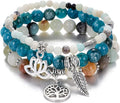 UEUC Tree of Life Yoga Healing Stone Bracelets,Multilayer Lotus Chakra Stone Reiki Bracelet Sets,Anxiety Crystal Natural Stone,for Women Stress Relief