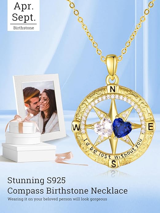 Valentine's Day Gifts for Wife 925 Sterling Silver Double Birthstone Pendant Necklaces I Love You for Always and Forever Necklace Anniversary Birthday Gifts for Wife Girlfriend Mom Her