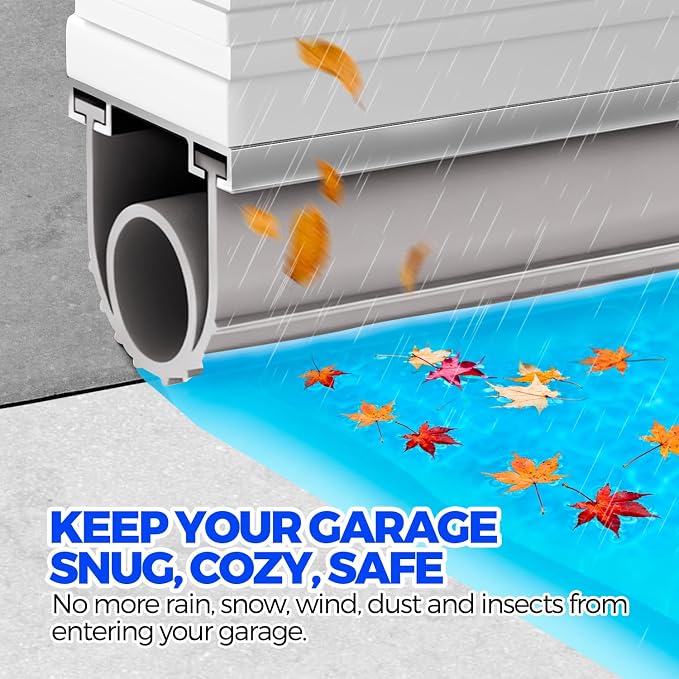 Holikme 20FT Garage Door Bottom Seal, Pre-drilled Track, U+O Rubber Seal - Image 4
