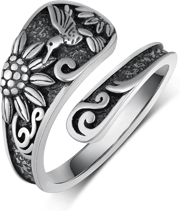 Thumb Rings for Women 925 Sterling Silver Adjustable Spoon Ring Vintage Thumb Jewelry Gifts for Women