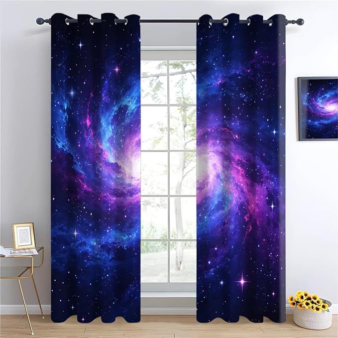 Nebula Curtains, Universe Starry Sky Blackout Curtains 96 Inch Long, Abstract - Image 4