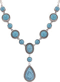 MINACHI Bohemian Created Turquoise Beaded Y-Necklace, Turquoise-toned Multi-shaped Pendant, Dainty Elegant Jewelry for Women