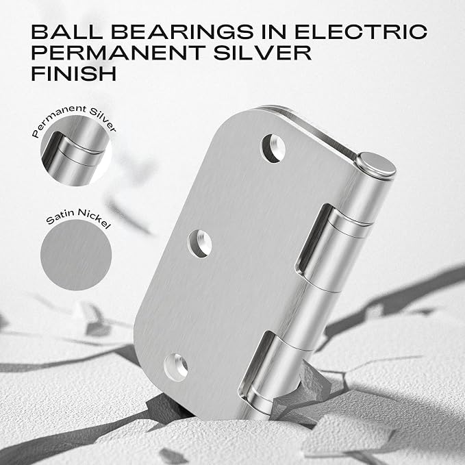 36 Pack Rounded Brushed Nickel Door Hinges 3.5 Inch 5/8" Radius | Anti-Squeak - Image 5