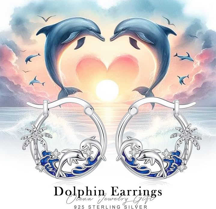 JUSTKIDSTOY Hypoallergenic Panda/Unicorn/Hummingbird/Dolphin Hoop Earrings for Women 925 Sterling Silver Animal Huggie Hoop Earrings Jewelry Gifts for Sensitive Ears