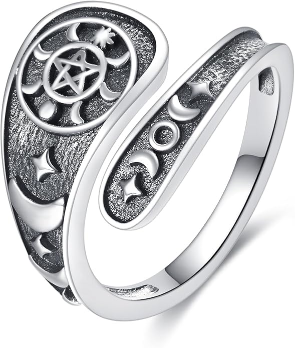 URONE Hummingbird/Bee/Scorpion/Moon Phase Spoon Ring Sterling Silver Thumb Ring Vintage Jewelry Gifts for Women