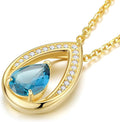 Iefil Valentines Day Gifts for Her - 14K Gold Plated Birthstone Necklace for Women, 925 Sterling Silver Teardrop Necklace, Anniversary Birthday Gifts for Wife Girlfriend Mom