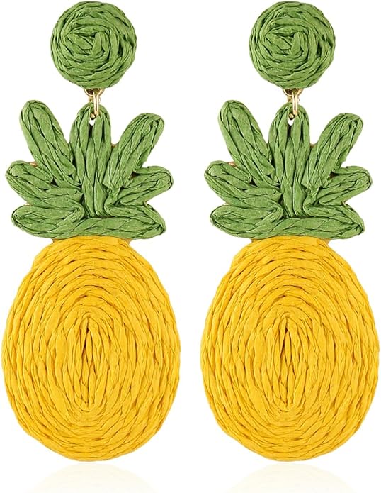 Handmade Raffia Hoop Earrings Statement Tropical Bohemian Straw Dangle Earrings Natural Rattan Vacation Style Round Earrings for Women Summer Beach Party Essential Jewelry