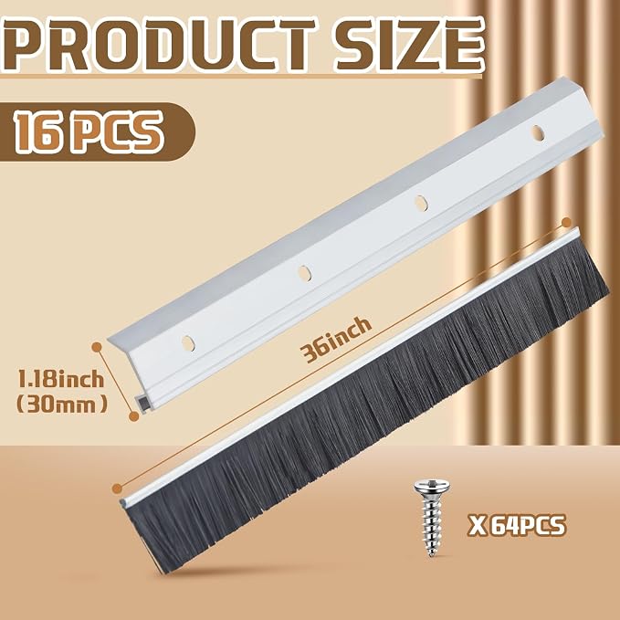 Hushee Brush Door Sweep for Exterior, Aluminum Commercial Door Sweep Bottom - Image 2
