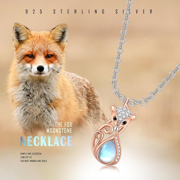 TUGHRA Christmas Gifts 925 Sterling Silver Fox Necklaces Dainty Animal Pendant Jewelry for Women Minimalist Nature-Inspired Gift for Her Boho Charm - Adjustable 18-20in Chain