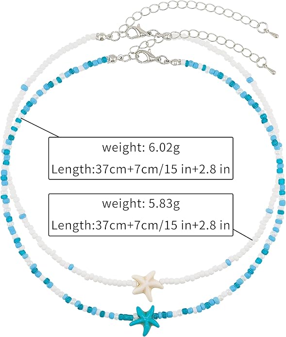 Women's Shell Starfish Boho Layered Beaded Necklace Choker for Summer Beach Vacation Gifts for Birthday/Anniversary/Christmas