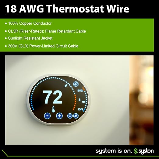 Syston 18/8 Thermostat Doorbell HVAC Heating Control Cable Wire, 18 AWG 8 - Image 7