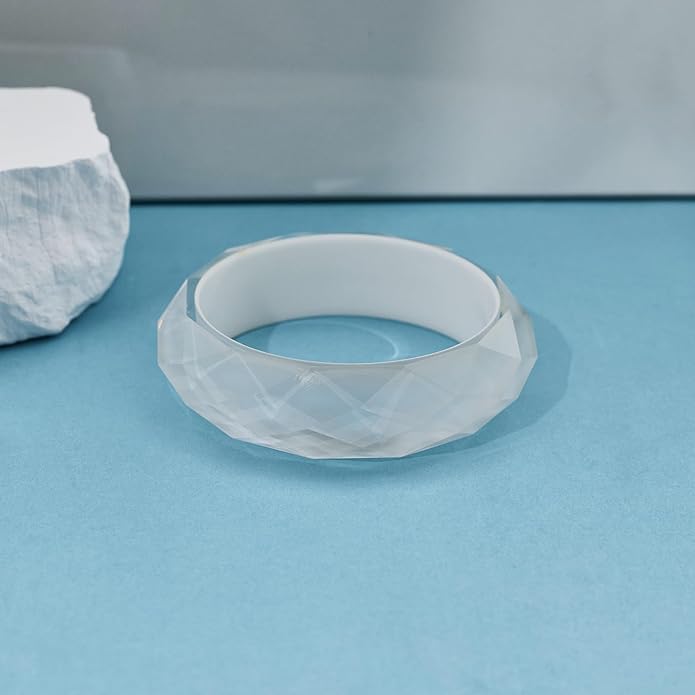 Trendy Acrylic Resin Bangle Bracelet for Women Chunky Transparent Acetate Mottled Plate Bangle Bracelet Statement Jewelry