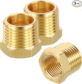 3 Pack Male to FeMale Adapter, 1/2" NTP Male x 3/8" NTP Female Brass Hex by Rebower