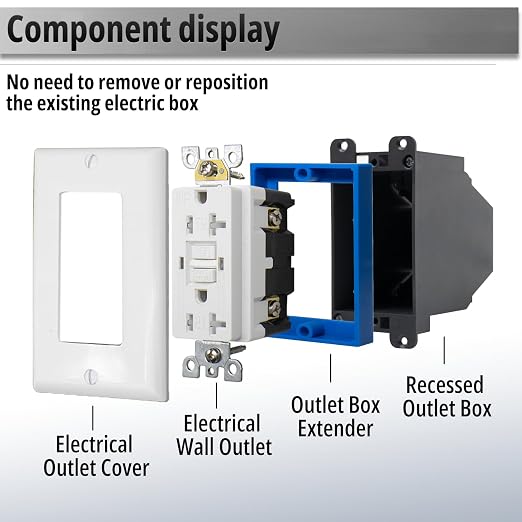 HXH Single Gang Receptacle Outlet Box Extender, 1/2 Inch, 10 Pack | - Image 7