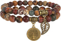 Bivei Natural Semi Precious Gemstone beads bracelet for women - Life Tree and Leaf Charm Energy Reiki Crystal Stretch Bracelets