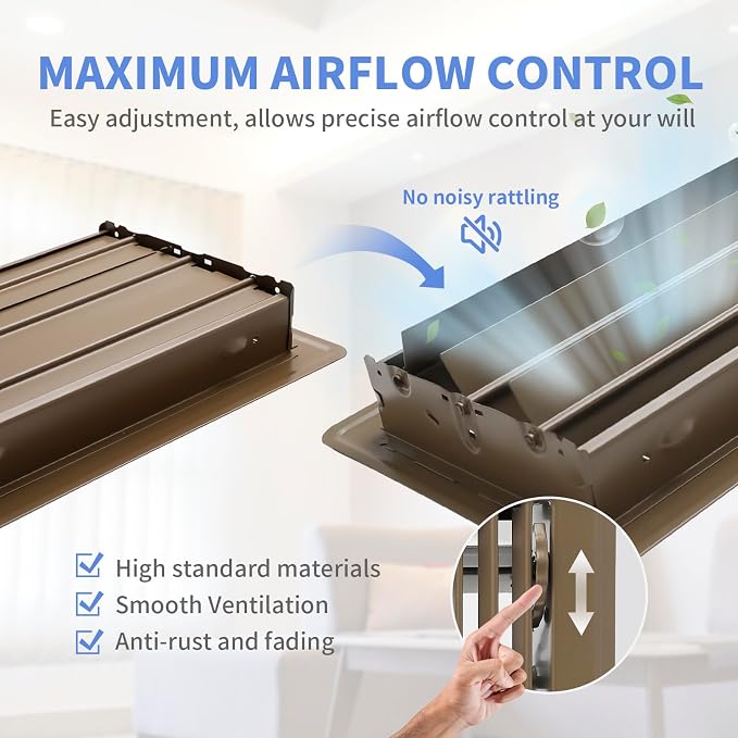 Howeall 6x14 Inch Floor Vents Heavy Duty Floor Registers, Floor Air Vent Covers - Image 4
