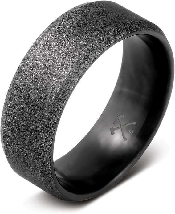 Manly Bands: Mens Black Plated Tungsten and Black Zirconium Wedding Bands and Rings - Comfort Fit and Stylish Black Rings for Men, Free Silicone Ring Included