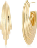 Big Chunky Gold Hoop Earrings for Women Trendy 14K Gold Plated Large Thick Gold Hoops