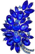 LAXPICOL Vintage Green Austrian Crystal Flower Leaf Bouquet Clusters Large Big Brooch Pin for Women Gold Tone
