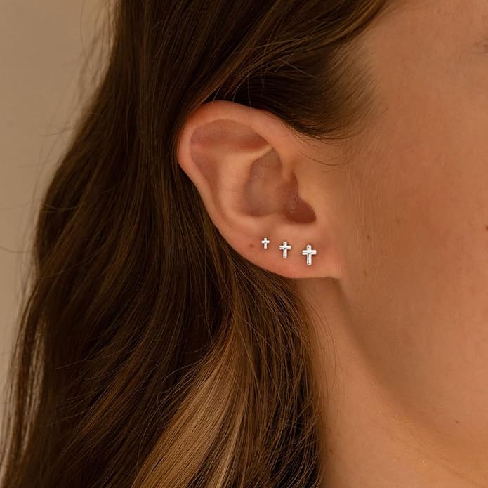 VRIUA 20G Tiny Flat Back Earrings for Women - 14K Gold/Silver Plated Small Flat Back Stud Earrings Hypoallergenic Cartilage Helix Piercing Jewelry