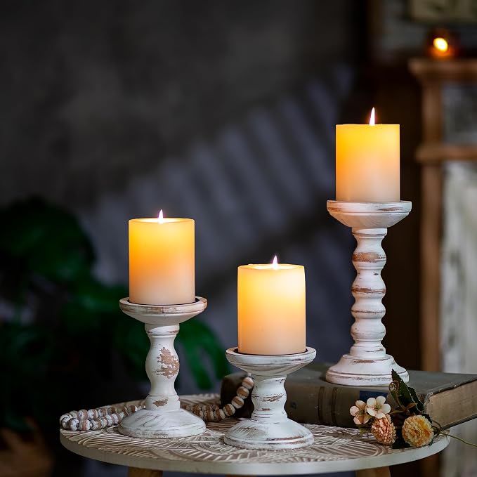 Romadedi Wood Candle Holders for Pillar, Farmhouse Decor, for Mantle, Dinning & - Image 8