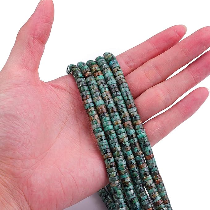 Natural African Turquoise Spacer Beads Caps Loose Semi Gemstone for Beading Jewelry Making 6mmx3mm 38cm