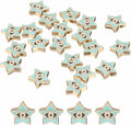 MECCANIXITY 20 Pcs Star Evil Eye Beads Colorful Flat Loose Spacer Evil Eye Charms for DIY Bracelet Earrings Necklace Crafts Jewelry Making, Sky Blue