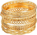 16Pcs Gold Bangle Bracelets for Women - Multi Layer Stackable Textured Bracelets Boho Jewelrys Set.