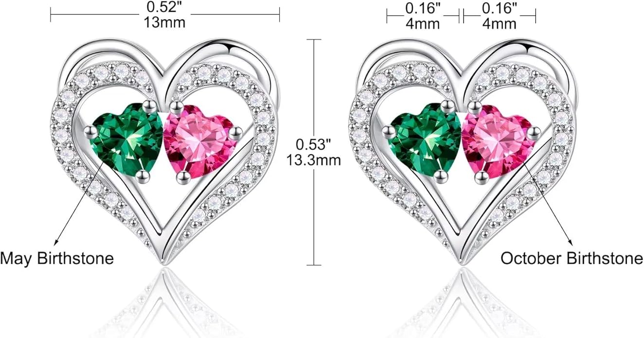 Iefil Valentines Day Gifts for Her - 925 Sterling Silver Birthstone Earrings, Anniversary Birthday Gifts for Women Wife Girlfriend Mom