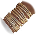 17IF Gold Bangle Bracelet For Women, 14k Multilayer Charm Textured Stackable Bracelets Boho Indian Chunky Cuff Fashion Jewelry Gift