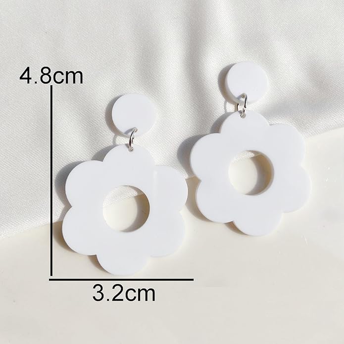 70s Earrings Retro White Acrylic Hoop Earrings 70s Accessories for Women 70s Jewelry Disco Outfits for Women