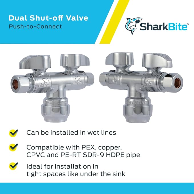 SharkBite Dual Shut Off Quarter-Turn Brass Ball Valve, 1/2 Inch Push to Connect - Image 4