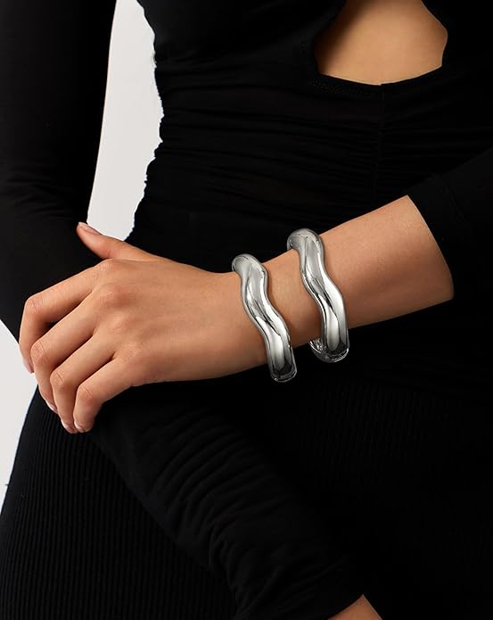 Elegance 11 designs Gold Bangles For Women Chunky Trendy Hinged Cuff Open Bracelet Wide Minimalist Bracelets Jewelry Gift