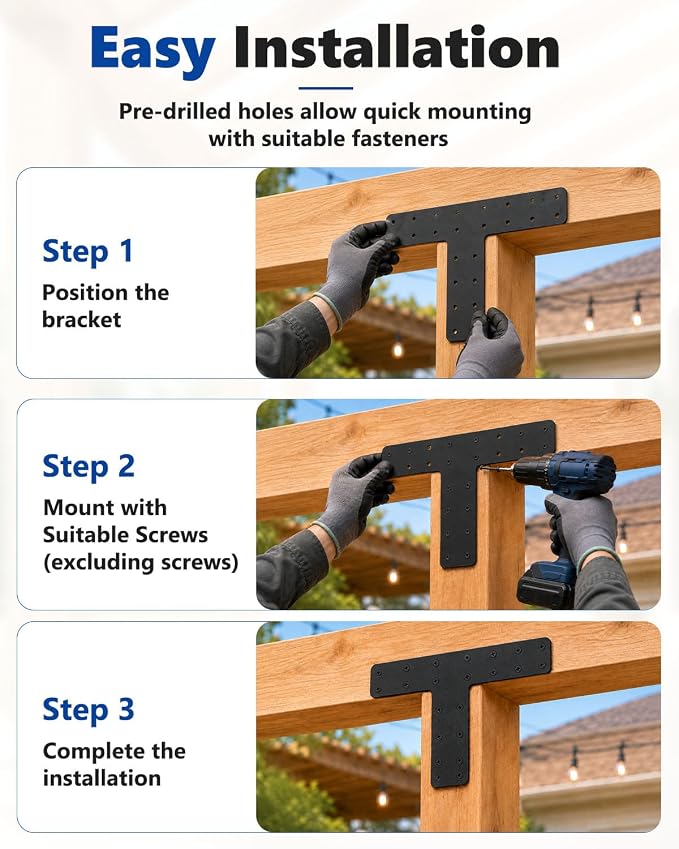 4 Pcs T Post Timber Brackets, 6x6 Lumber, T Brackets - Image 6