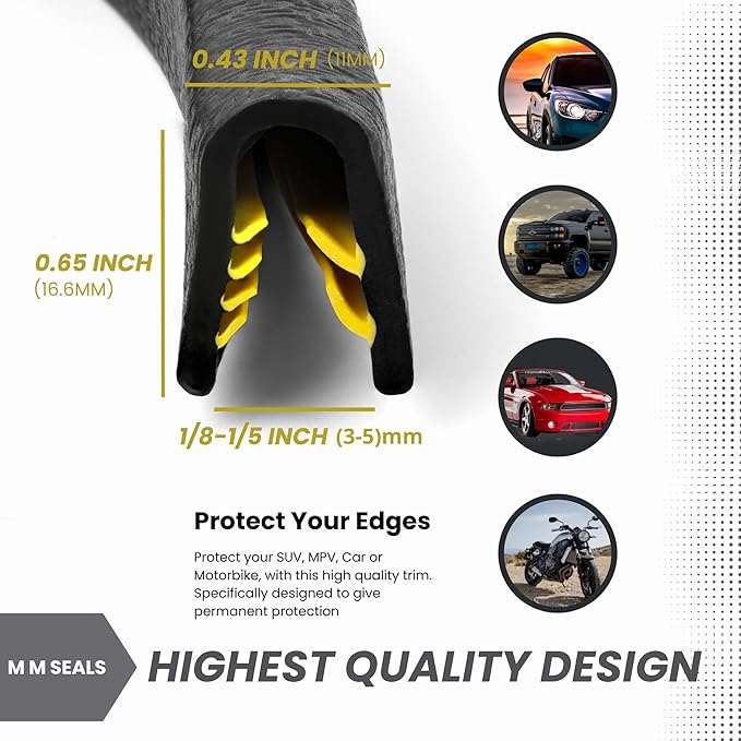 Edge Trim Black Large, Fits Edge 1/4 Inch, Length 10 Feet - Image 2