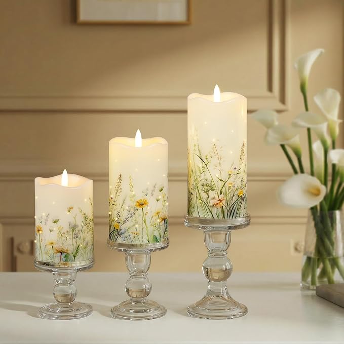 Flameless Candles, Battery Operated Floral Candles - Image 3