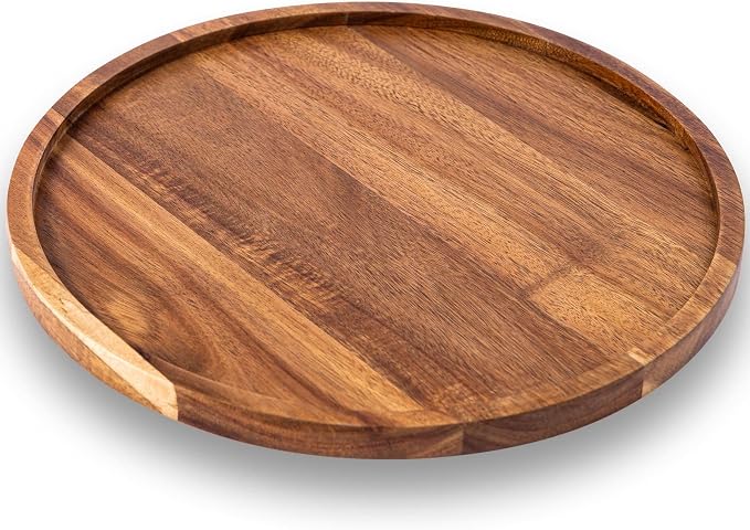 11.5 Inches Candle Holder Tray Home Decor, Round Wood Tray - Image 2