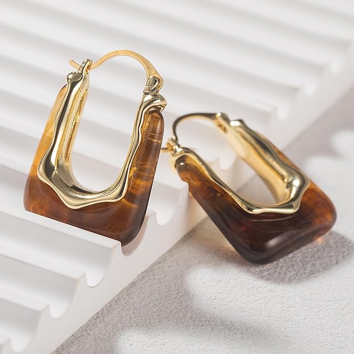 Acrylic Hoop Earrings Chunky Huggie Statement Vintage Earrings Cute Resin Drop Earring Trendy Jewelry Gifts for Women