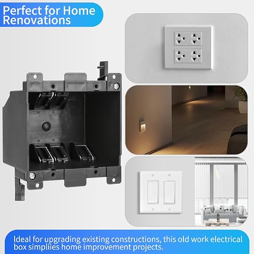 2-Gang Black Non-Metallic PVC Old Work Electrical Box, 25 Cubic Inch. – - Image 3