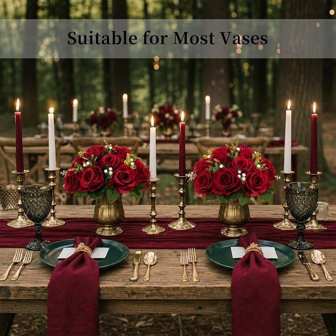 BLOSMON Flower Balls Wedding Rose Centerpieces: 6 Pcs Crimson Fake Flowers - Image 2