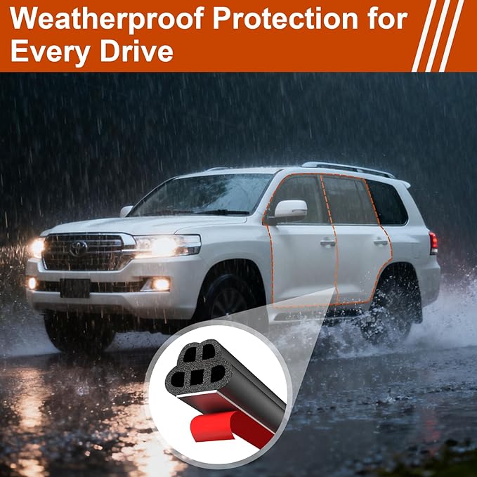 alophoty Car Door Seal Strip, 86.9 Ft, Double Layer 5-Hole, 0.39" × 0.31" | - Image 4