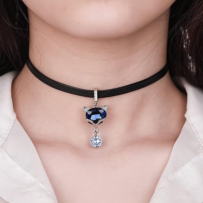 Yonhon Black Choker Necklace for Women,Gold/Siver Tone Choker Necklace with Elegant Pendantant