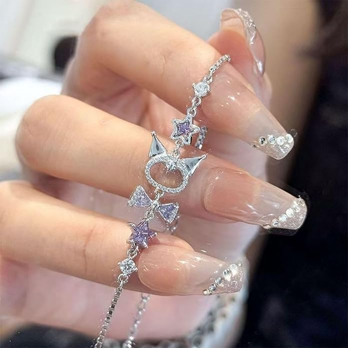 2 Pcs Rhinestone Charm Bracelet Set for Women,Cute Design Adjustable Bracelets for Everyday & Special Occasions