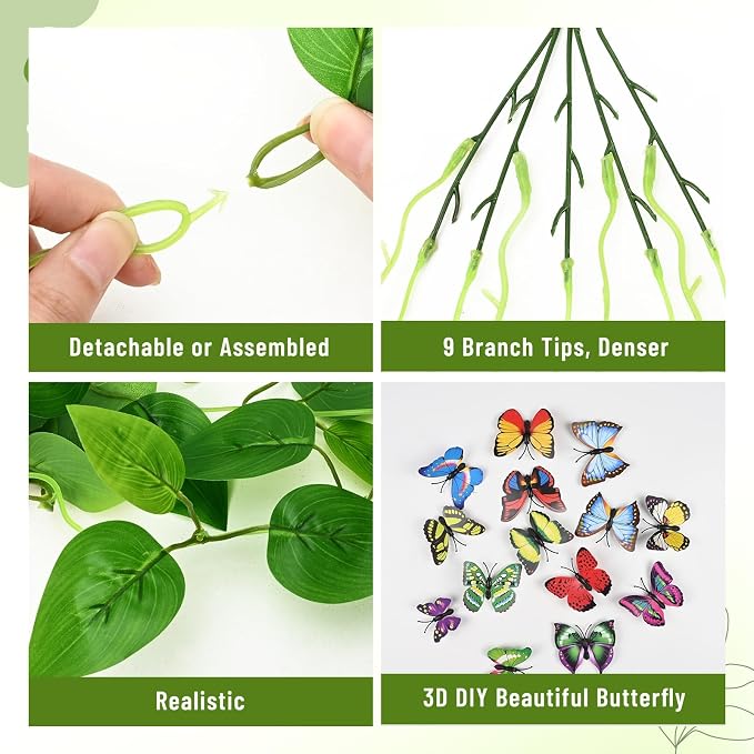 BLEUM CADE 4Pcs Fake Hanging Plants, 9 Branch Artificial Hanging Plant - Image 4