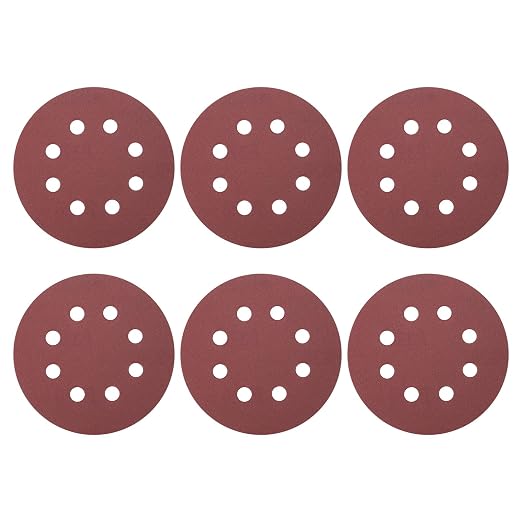 HARFINGTON 25 Pcs 5 Inch Sanding Discs 320 Grit Red Aluminum Oxide 8 Hole | by HARFINGTON