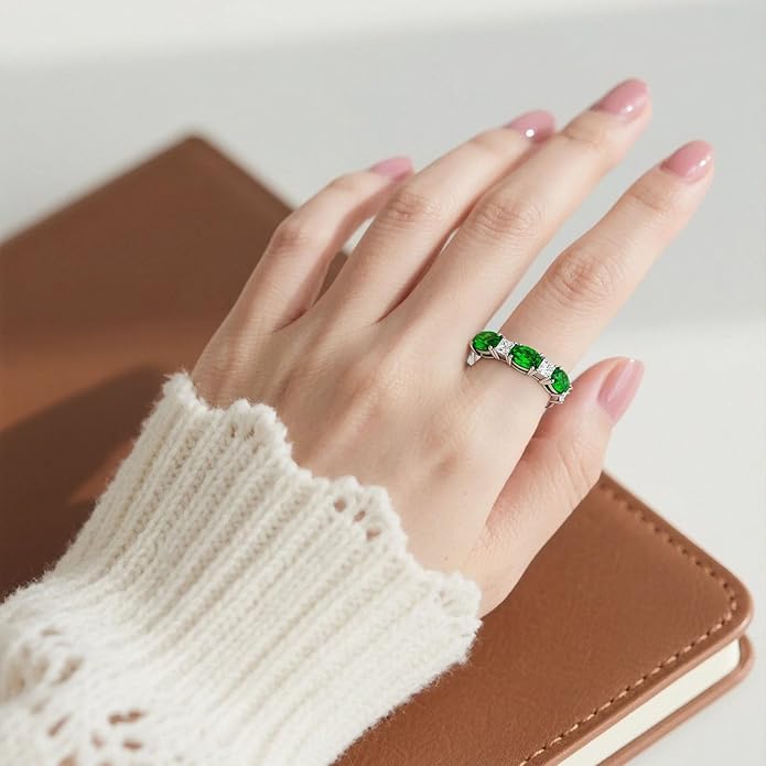 925 Sterling Silver Birthstone Rings for Women - Adjustable Size Women Jewelry Birthday Gifts for Girlfriend,Wife,Mom
