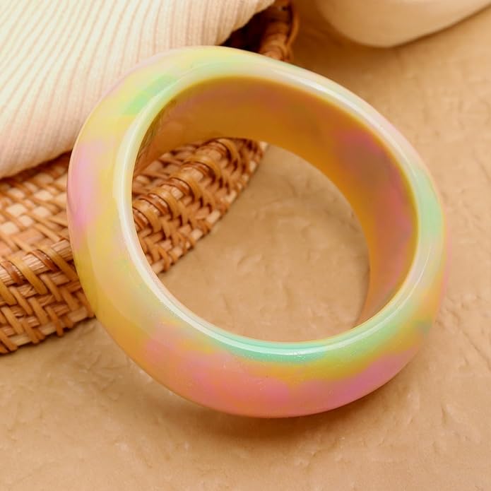 Chunky Resin Wide Bangle Bracelets for Women, Trendy Statement Minimalist Acrylic Bracelet Prom Holiday Jewelry Gift