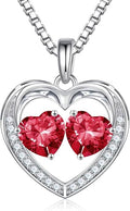 Iefil Valentines Day Gifts for Her - 925 Sterling Silver Heart Birthstone Necklace, Anniversary Birthday Gifts for Women Wife Girlfriend Mom Her