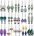 12 Pairs Teardrop Druse Crystal Drop Dangle Earrings for Women Cubic Zirconia Huggie Hoop Earring Jewelry Set Christmas Gifts